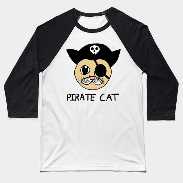 Pirate Cat Baseball T-Shirt by CarlComics